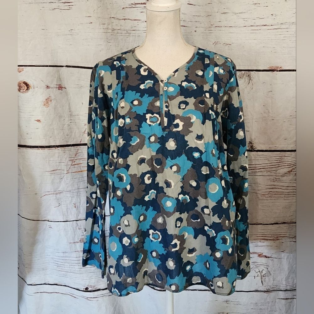 Patagonia Organic Cotton Floral Long Sleeve Blouse Size Medium
